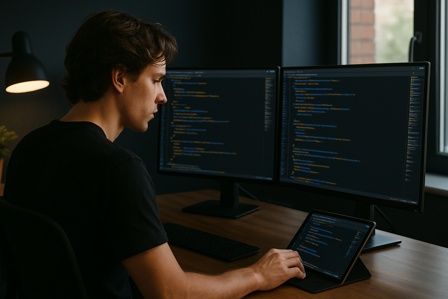 Desarrollador trabajando en código